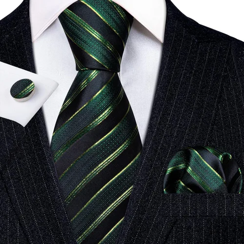 Miniatura 149 de Barry.Wang Juego de corbatas para hombre, corbata de seda a rayas, tejido a cuadros, gemelos formales, negocios, boda