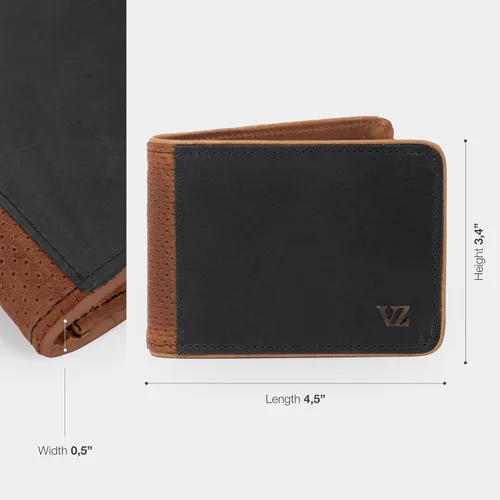Miniatura 3 de VELEZ Carteras de cuero genuino para hombre Azul Vintage