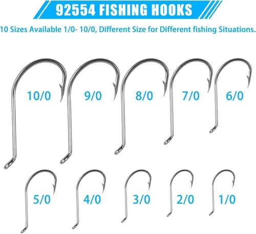 Miniatura 5 de Octopus Beak Hooks, 60pcs/100pcs Stainless Steel Saltwater Fishing Hooks, Suicide Bait Jig, Big Game, Offset Circle Hooks 10