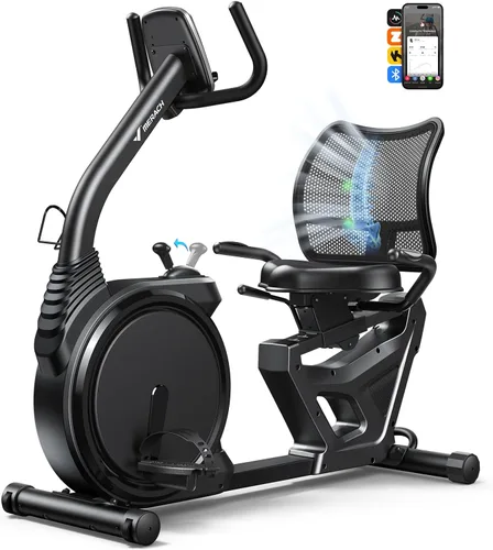 MERACH Bicicletas reclinadas para ejercicios para el hogar, Bicicleta reclinada de alta gama ligera comercial para adultos mayores, Bicicleta Negro