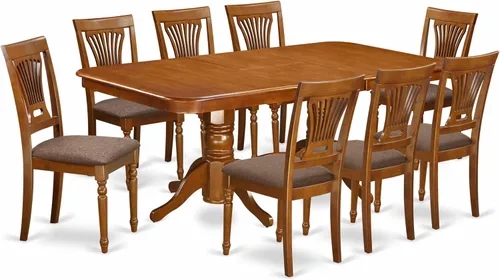 Miniatura 10 de East West Furniture NAPL9-WHI-W Juego de mesa de comedor de 9 piezas incluye una mesa de comedor rectangular con hoja de mariposa y 8 sillas
