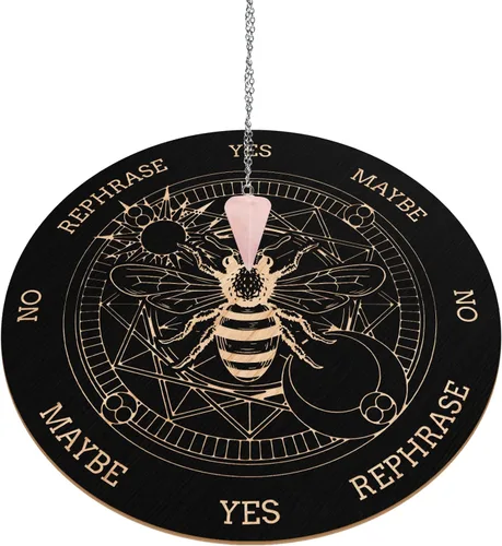Miniatura 12 de INFUNLY Tablero de péndulo de bruja árbol de la vida, tablero redondo de adivinación de madera de 7.9 pulgadas, tablero de mensajes metafísicos