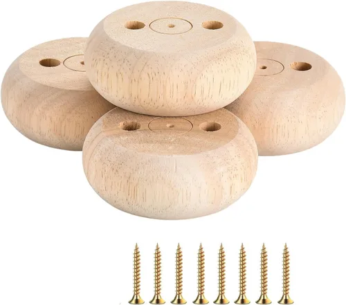 Miniatura 3 de Mysummer 4 patas redondas blancas para sofá de madera, patas de madera maciza para armario, sofá, otomano, soporte de TV, sofá biplaza (sin terminar)