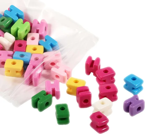 Miniatura 33 de 40 cuentas de letras 3D focales acrílicas sueltas para hacer joyas, pulseras, collares, llavero, bolsa de teléfono, cadena, llaveros (letras mixtas)