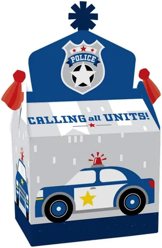 Big Dot of Happiness Calling All Units - Caja de regalo de policía para fiestas de cumpleaños o baby shower, juego de 12 unidades