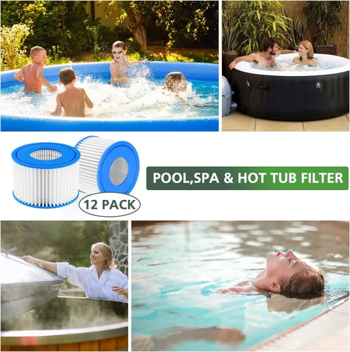 Miniatura 7 de isinlive Paquete de 12 filtros tipo VI para bañera de hidromasaje y filtro de spa de reemplazo para filtro Lay-Z Spa, Intex, filtro de bañera