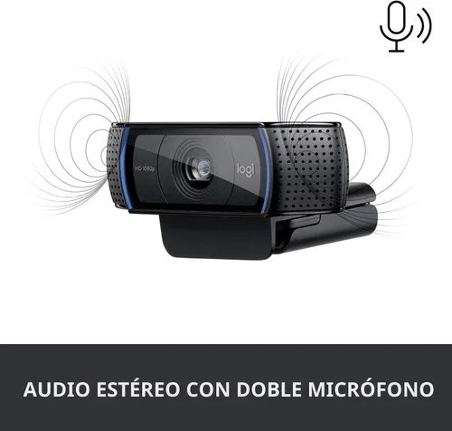Miniatura 4 de Cámara web HD Pro C920 Logitech, visualización panorámica 1080P videollamadas y grabación, Negro
