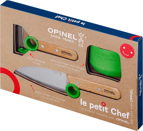 Miniatura 2 de OPINEL Le Petit Chef - Juego completo de cocina de 3 piezas, cuchillo de chef con punta redondeada, protector de dedos, pelador, para niños