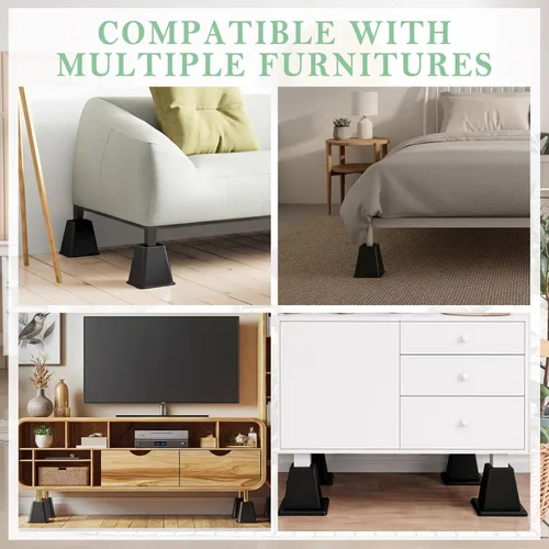 Miniatura 8 de Novabright Paquete de 4 elevadores de cama para dormitorio universitario de 6 pulgadas, extensores de cama de plástico extra resistentes, apilables