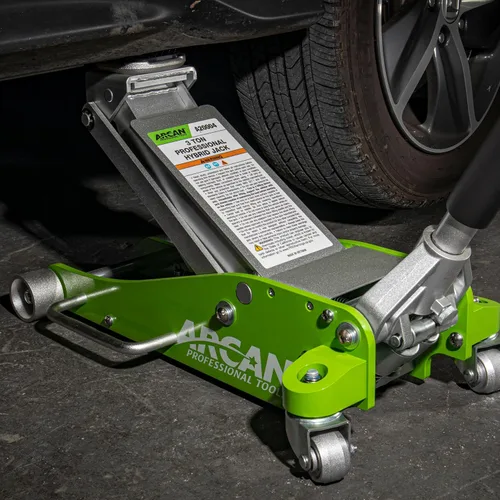 Miniatura 8 de ARCAN - Gato de suelo de 3 toneladas híbrido de aluminio y acero de perfil bajo con pistones de bomba dual, brazo de elevación reforzado, protección