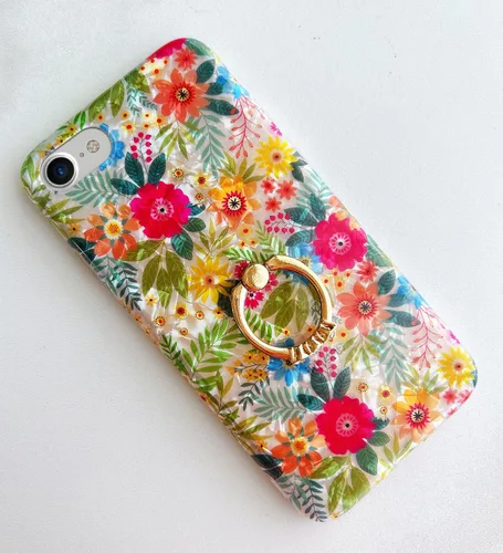 Miniatura 7 de Qokey Funda con flores para iPhone SE 3ª y 2ª generación, para fundas iPhone 7/8 de 4.7 pulgadas, carcasa transparente con patrón floral de cristal