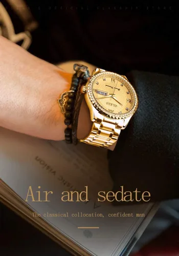 Miniatura 7 de OLEVS - Relojes de diamantes para hombres, relojes de vestir a prueba de agua, relojes analógicos de cuarzo de lujo con calendario de fecha y correa