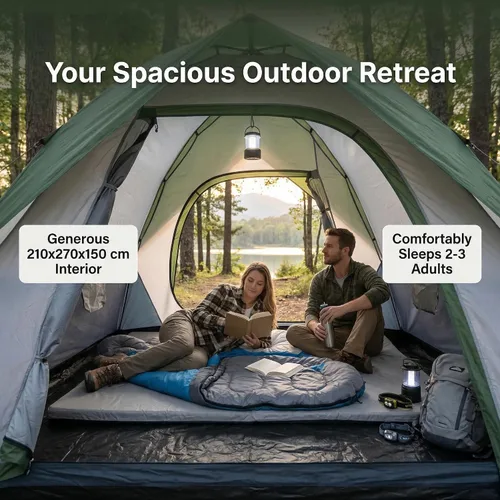 Miniatura 2 de XL Tienda de campaña con cúpula para 4 a 6 personas, doble capa impermeable, desmontable para senderismo al aire libre, pesca
