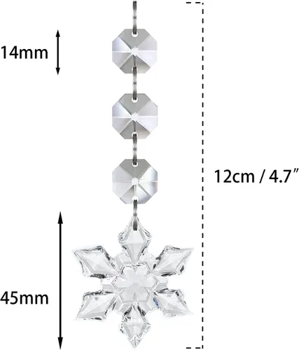 Miniatura 2 de Jishi 30 piezas de adornos de copo de nieve de cristal para decoración de árbol de Navidad, adornos de copo de nieve de acrílico transparente