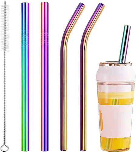 Miniatura 12 de Vinaco Pajitas Reutilizables para Batidos y Malteadas de Boca Ancha de 0.4", Juego de 6 Pajitas de Acero Inoxidable de 8.5" y 10.5" con 1 Cepillo