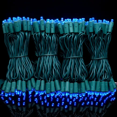 Miniatura 4 de YULETIME 200 luces LED de Navidad azules de gran angular, 66 pies, cable verde, certificado UL, 0.197 in, juego de luces navideñas (azul) Stay
