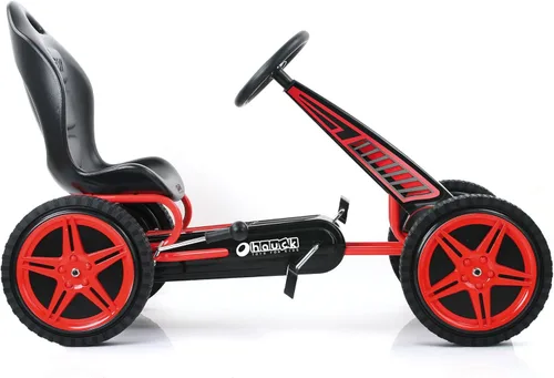Miniatura 6 de hauck Go Kart con pedal para niños, carrito de bicicleta Hurricane de 4 ruedas con neumáticos de goma, de 4 a 10 años, color rojo, karts