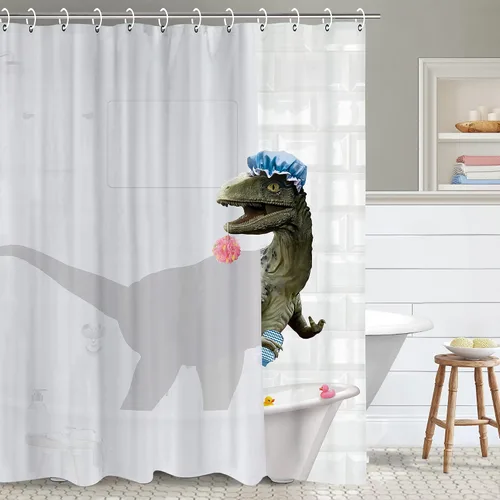 Miniatura 9 de RosieLily Cortinas de ducha para niños, 72 pulgadas de ancho x 72 pulgadas de alto, cortinas de ducha extra largas con ganchos, palabras divertidas