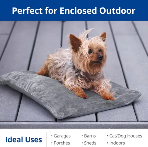 Miniatura 2 de Cama térmica para gatos al aire libre, almohadilla térmica suave para mascotas con cable envuelto en acero, calentador exterior de mascotas para Gris