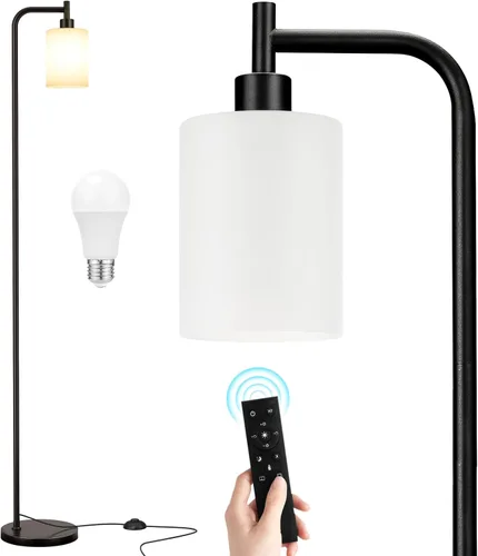Miniatura 22 de Ziisee Lámparas de pie para sala de estar, lámpara de pie con pantalla de vidrio ámbar, lámpara de pie moderna con bombillas LED, lámpara de pie