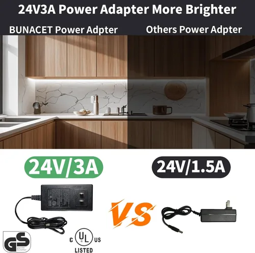 Miniatura 3 de COB - Tira de luz LED de 40 pies/39.4 ft (1 rollo), blanco frío, 6500 K, alto lumen, CRI 90+ con adaptador de corriente con certificación UL