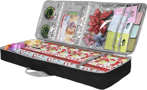 Organizador de papel de regalo de Navidad | Caja de almacenamiento de papel de regalo (37 x 14 x 4 pulgadas), fabricada con material Oxford 600D