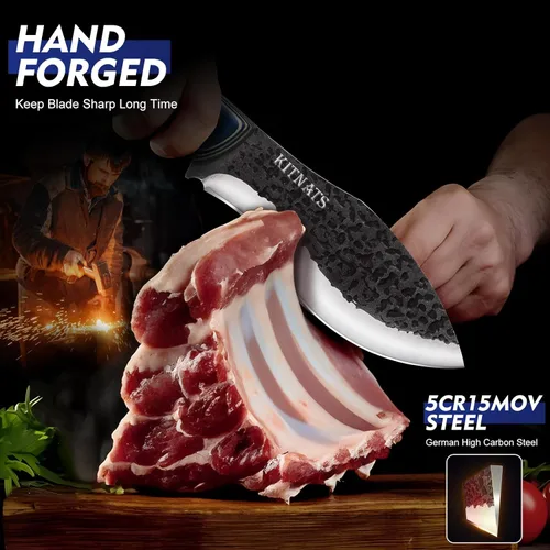 Miniatura 5 de KITNATS Juego de cuchillos de cocina de 3 piezas, cuchillos de carnicero forjados a mano, cuchillos de chef, cuchillo de carnicero y picador