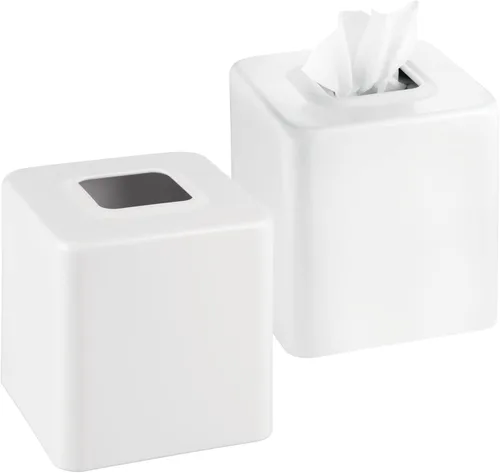 Miniatura 13 de mDesign Caja de Pañuelos — Soporte decorativo para caja de pañuelos para dormitorios, baños y más — Cubierta cuadrada para caja de pañuelos