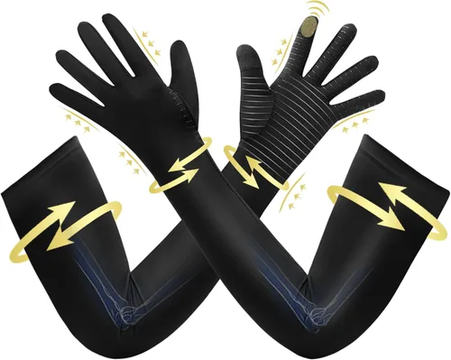 Miniatura 9 de Guantes largos de compresión de cobre para artritis para mujeres y hombres, guantes médicos de compresión para brazos y manos, guantes de presión
