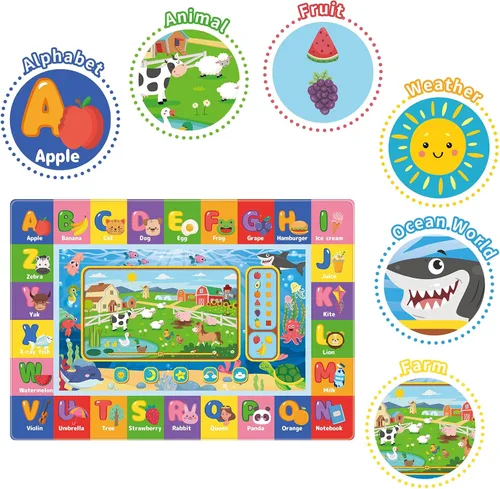 Miniatura 4 de Tapete de juego para el suelo, tapete de juego para niños, tapete educativo para el tiempo boca abajo, tapete de juego ABC suave para niños
