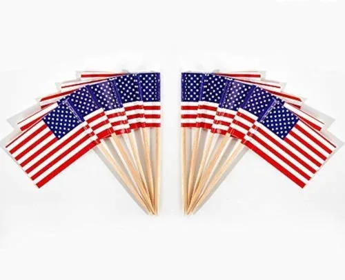 CYPS - 100 banderas de palillo de dientes de Estados Unidos, mini palillo pequeño para cupcakes, banderas de Estados Unidos, 4 de julio, día de los
