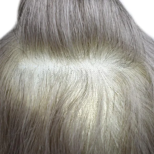 Miniatura 70 de Sistema de repuesto de cabello humano europeo con encaje frontal suizo para hombre, tupé para hombre, pieza de cabello, nudo blanqueado, línea #17