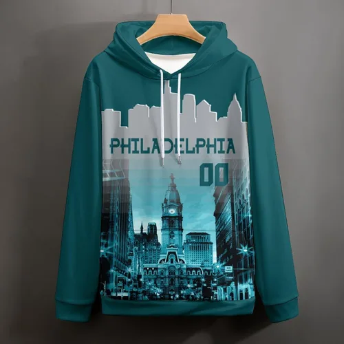 Miniatura 4 de Custom Football Hoodies City Night Skyline Personalized Sweatshirt Name Number Fan Gift Pullover for Men Women Youth