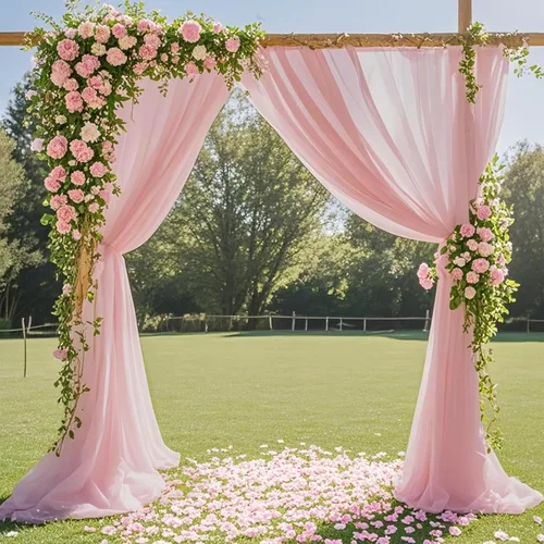 Miniatura 21 de Tela drapeada para arco de boda, 6 paneles de tela de gasa blanca, cortinas de telón de fondo transparente de 6 yardas para decoración de baby Blanco