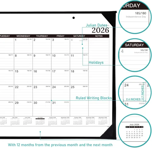 Miniatura 5 de Calendario de Escritorio 2026 - Calendario de Escritorio Grande de 12 Meses 2026, Ene.2026 - Dic.2026, 22" x 17", Calendario de Escritorio 2026