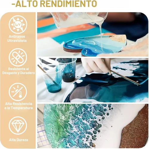 Miniatura 4 de Puduo Kit de Resina Epoxi de 1.1 Galones, Resina Epoxi Cristalina Recién Formulada, Fuerte, Sin Burbujas, Resina de Arte Anti-Amarilleamiento