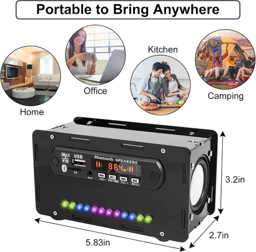 Miniatura 8 de Kit de altavoces DIY compatible con Bluetooth, kit de práctica de soldadura de radio FM DIY USB amplificador de sonido para el hogar control remoto