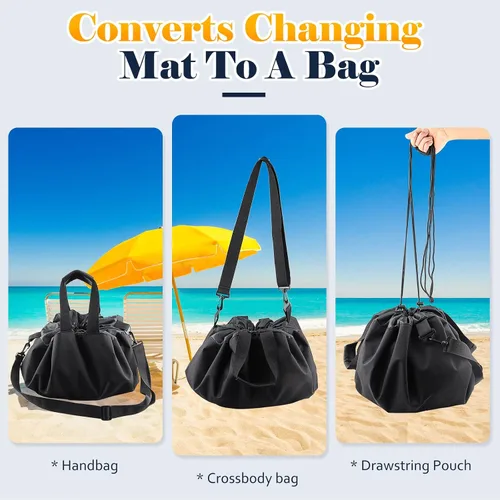 Miniatura 4 de Wetsuit Change Mat, Portable Large Beach Dry Bag Waterproof Changing Mats with Shoulder and Handle Strap for Surfing Negro