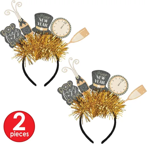 Miniatura 4 de Beistle Diademas de Feliz Año Nuevo - Brillantes, Star Boppers y sombreros de tela brillante: Año Nuevo