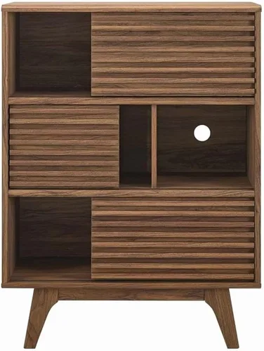 Miniatura 5 de Modway Render Soporte de Gabinete de Almacenamiento y Exhibición de Tres Niveles, Nogal