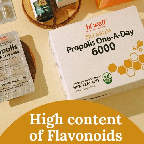 Miniatura 2 de (3 unidades) Hi Well Premium Propolis One-A-Day 6000 Flavonoide 120mg 150Cápsulas