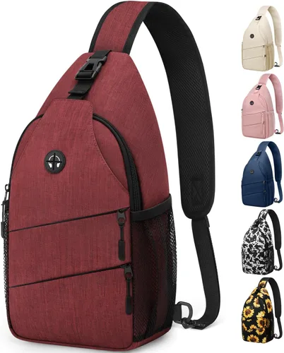 Miniatura 21 de Pritent Bolsos cruzados para mujeres y hombres, mochila de moda, bolsa casual para el pecho con correa de hombro convertible Negro