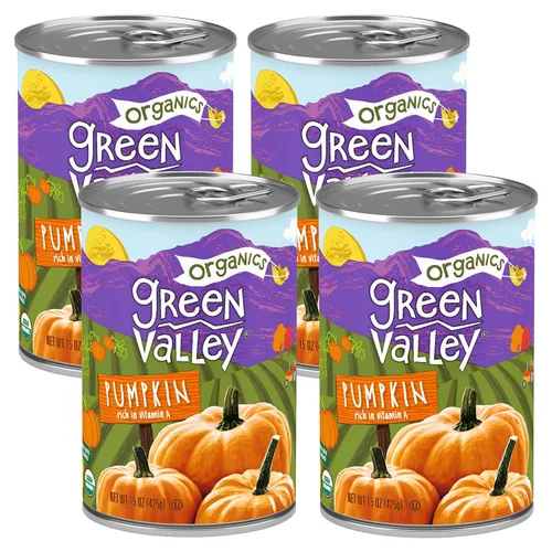 Green Valley Organics Pumpkin | Certificado orgánico | Variedad 100% Dickinson | Dulce terroso delicioso | Firme y suave | Vibrante naranja otoñal |