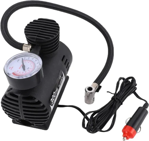 TOPINCN Compresor de aire, 12 V, mini compresor de aire eléctrico, bomba infladora de 300 PSI con detector de presión, portátil para bicicletas,