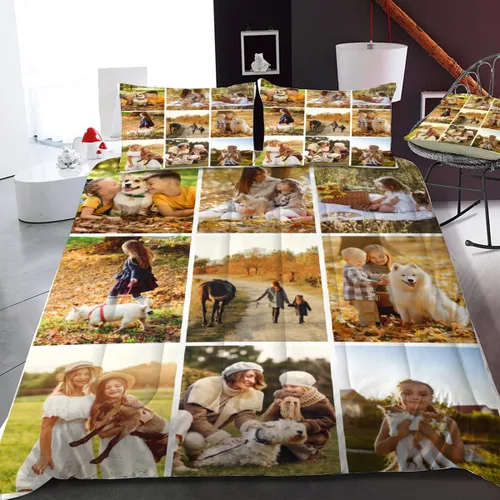 Miniatura 12 de Juego de edredón personalizado con fotos, juegos de cama personalizados con imágenes para niños y niñas (1 edredón y 2 fundas de almohada)