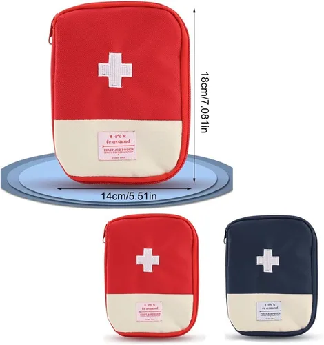 Miniatura 2 de Paquete de 2 mini botiquines de primeros auxilios, bolsa vacía de primeros auxilios, bolsa médica portátil para automóvil, ciclismo, maratón