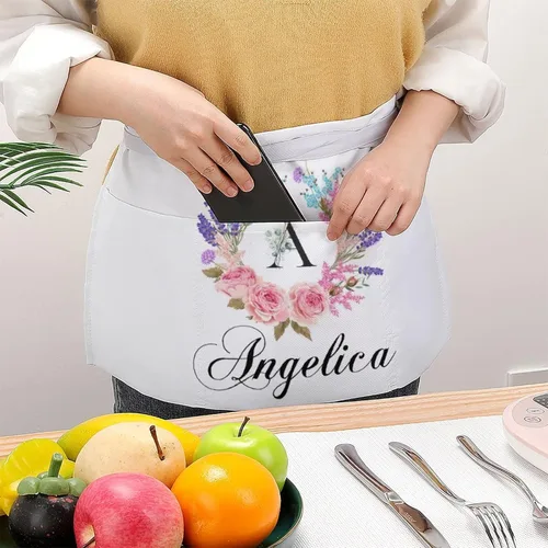 Miniatura 251 de AXKEUDO Delantal personalizado con bolsillos, delantales de cintura para camarera para cocinar en casa, restaurante, servir trabajo