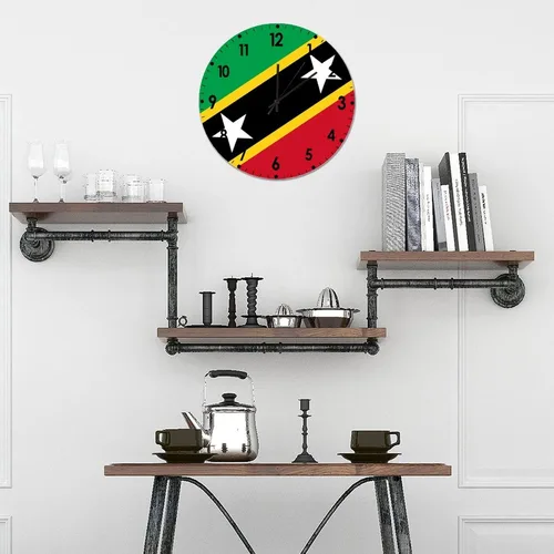 Miniatura 734 de Cheyan Reloj de pared con bandera de Canadá de 12 pulgadas, silencioso, sin tictac, de PVC, funciona con pilas, reloj redondo decorativo, regalo