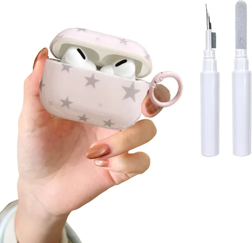 Miniatura 19 de Funda para AirPods 2/1 con diseño de estrella bonita, con kit limpiador protector de auriculares para AirPods de 2ª/1ª generación, color azul