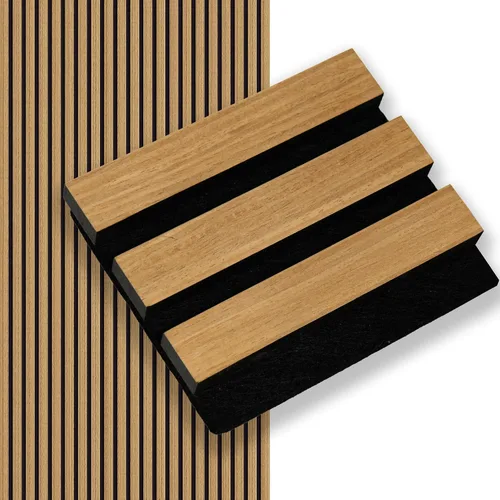 Miniatura 23 de SMARTSTANDARD 1 pieza panel de pared de madera de muestra, paneles de madera acanalada 3D para decoración de pared interior, paneles de madera Roble